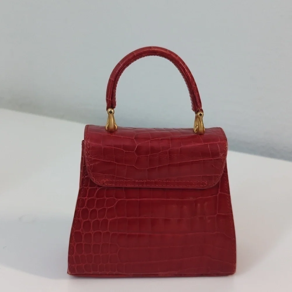 Vintage Vicenza Moon Face Mini Purse Crossbody Red leather retro astrology - Picture 5 of 14